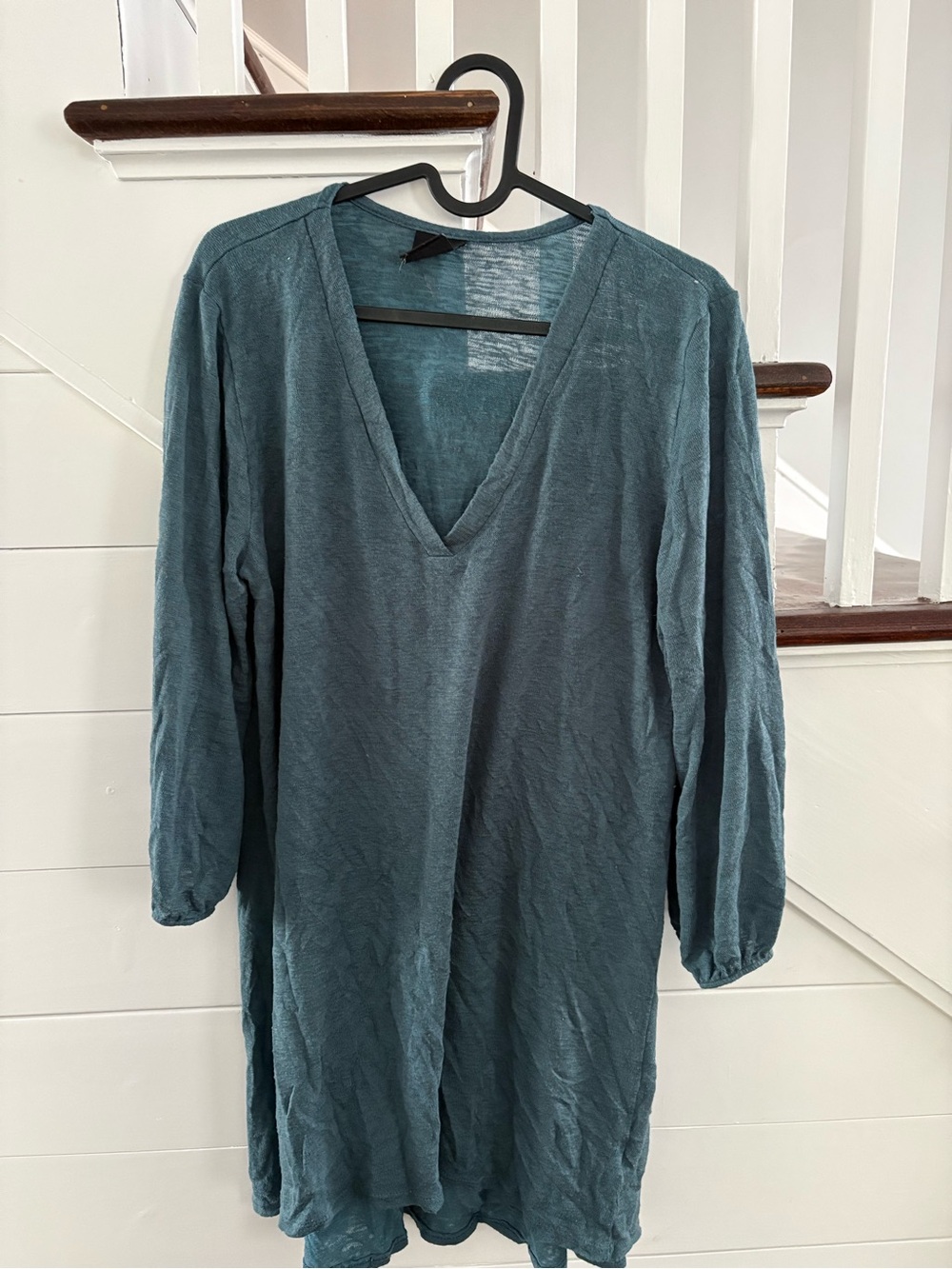 bobeau Teal V-Neck Long Sleeve Tunic
